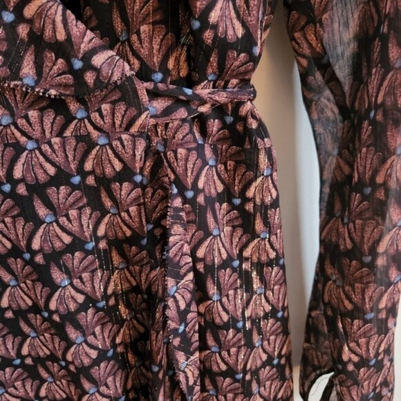 ARITZIA | Wilfred Louise wrap dress metallic  brown ruffle sz S - Picture 5 of 8